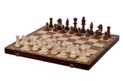 Jeu d'échecs pliant en marqueterie de bois de noyer et d'érable - de taille 5 (45x45cm)