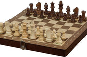 Jeu d'échecs pliant en marqueterie de bois de noyer et d'érable - de taille 3 (30x30cm)