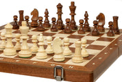 Jeu d'échecs pliant en marqueterie de bois d'acajou et d'érable - de taille 4 (38x38cm)