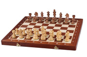 Jeu d'échecs de tournoi avec les pièces German Knight en bois d'acacia et de buis de taille 4 (40x40cm) - L'ensemble complet