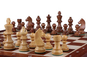 Jeu d'échecs de tournoi avec les pièces German Knight (Timeless) en bois d'acacia et buis de taille 5 (48x48cm) - L'ensemble complet
