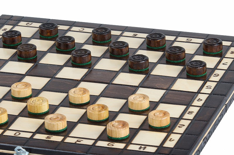 Jeu d'Echecs et de Dames Pliant en bois de cerisier, de petite taille (35 x 35cm) - Ensemble comprenant deux jeux pour deux joueurs - Jeu d'Echecs et de Dames Pliant en bois de cerisier, de petite taille (35 x 35cm) - Ensemble comprenant deux jeux pour deux joueurs