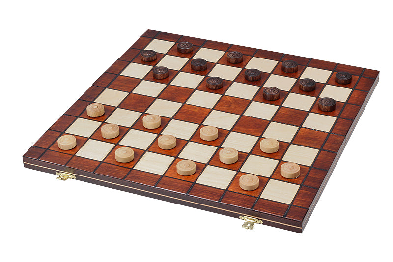 Jeu de dames en bois de charme - damier 8 x 8 cases , de taille moyenne (40 x 40cm) - Ensemble Complet - Jeu de dames en bois de charme - damier 8 x 8 cases , de taille moyenne (40 x 40cm) - Ensemble Complet