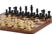 Échiquier avec coordonnées en marqueterie de bois d'acajou et de sycomore  + Pièces d'échecs French Ebonized - Ensemble de taille 6