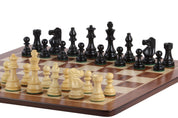 Échiquier avec coordonnées en marqueterie de bois de padouk et sycomore  + Pièces d'échecs French Ebonized - Ensemble de taille 5