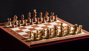 Échiquier avec coordonnées en marqueterie de bois d'acajou et sycomore  + Pièces d'échecs Timeless Acacia - Ensemble de taille 5