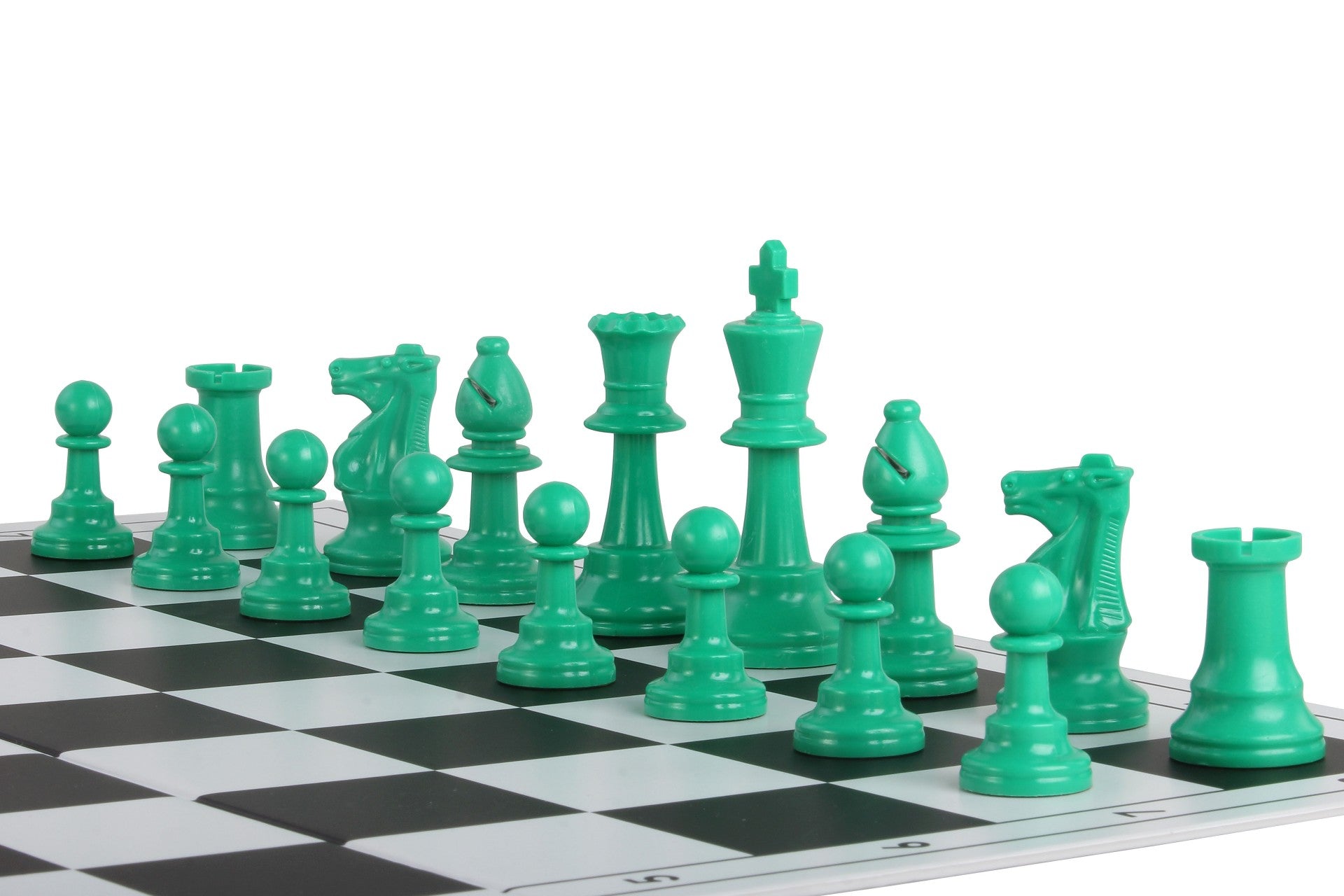 Pièces d'échecs vertes en plastique feutrées de taille 6 - Pièces d'échecs vertes en plastique feutrées de taille 6
